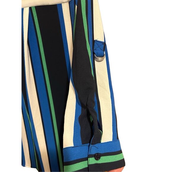 NY Collection Women’s Size L Button Down Striped Career Blouse Roll Tab Sleeves - Picture 9 of 13